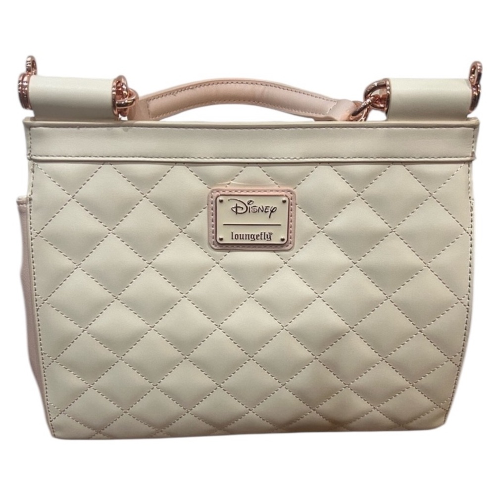 Loungefly Disney Ariel Cream Quilted Shoulder Bag with Rose Gold Accents - Picture 4 of 9